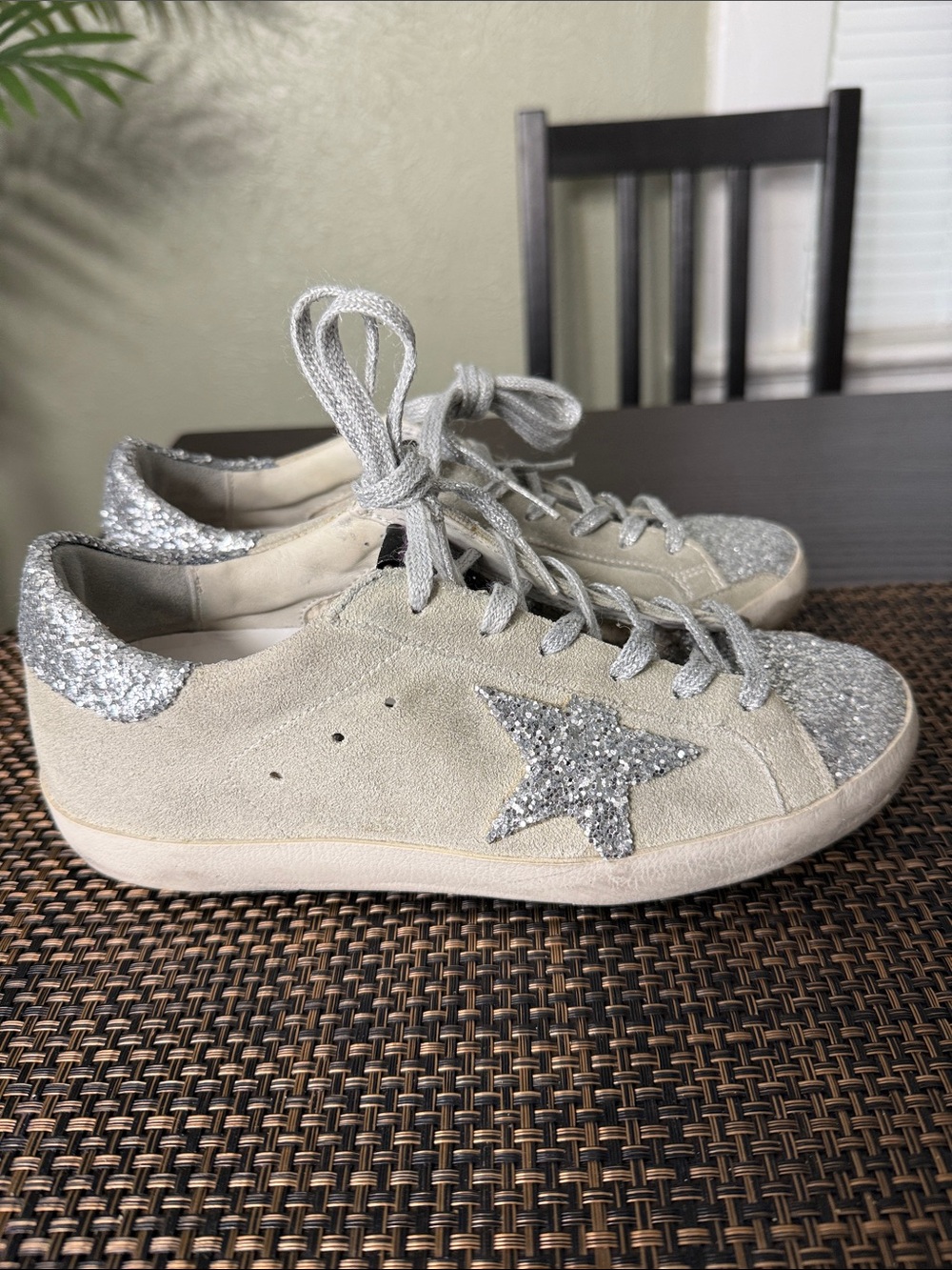 Golden Goose Super-Star Sneakers Silver Glitter